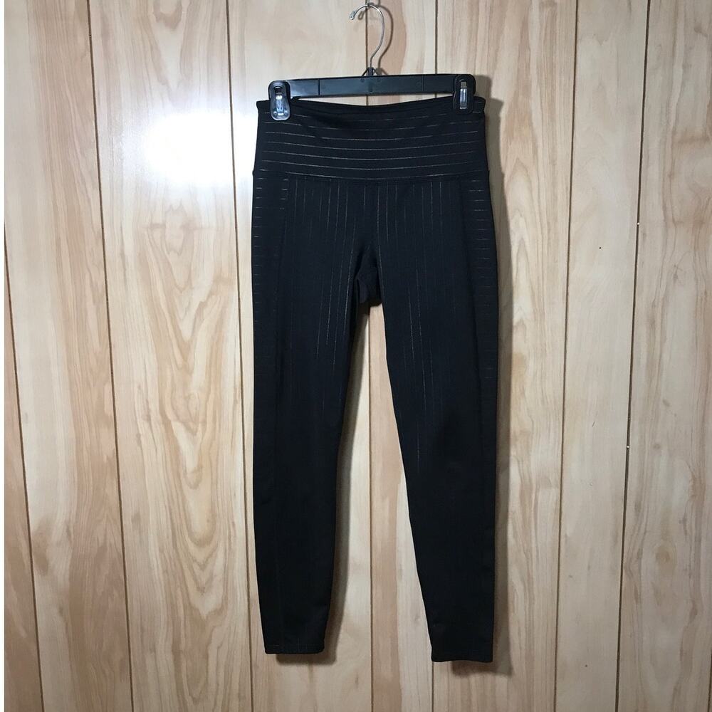 Joy Lab Black High-Rise Pinstriped Capri Leggings Activewear Women S